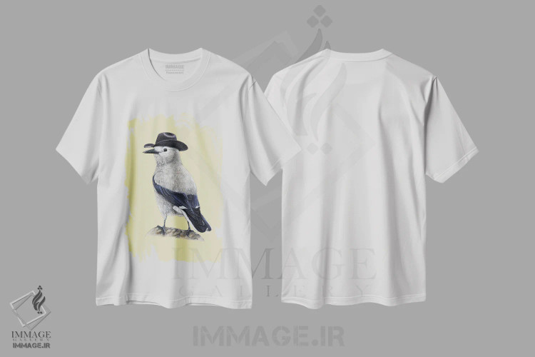 تیشرت سفید طرح دار – تیشرت پرنده ,کاکر درخت خوار کلارک اثر میخائیل ودرنیکوف immage.ir