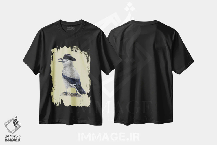تیشرت مشکی طرح دار – تیشرت پرنده ,کاکر درخت خوار کلارک اثر میخائیل ودرنیکوف فروشگاه ایماژ