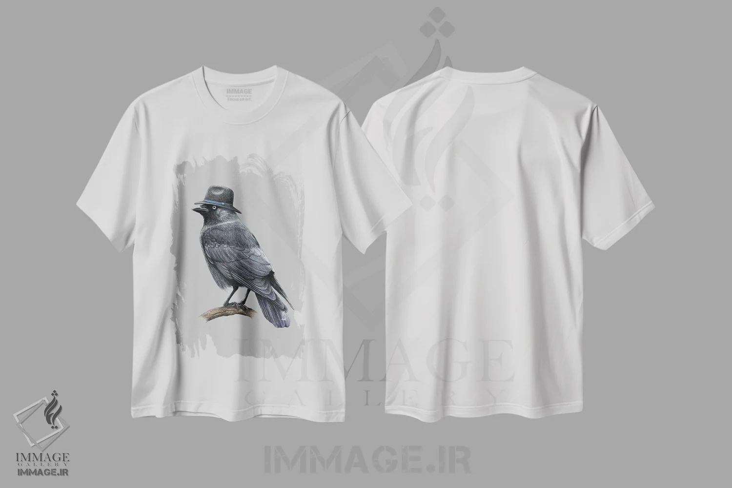 تیشرت سفید طرح دار – تیشرت هنری مینیمال ,کلاغ کوچک اثر میخائیل ودرنیکوف فروشگاه ایماژ