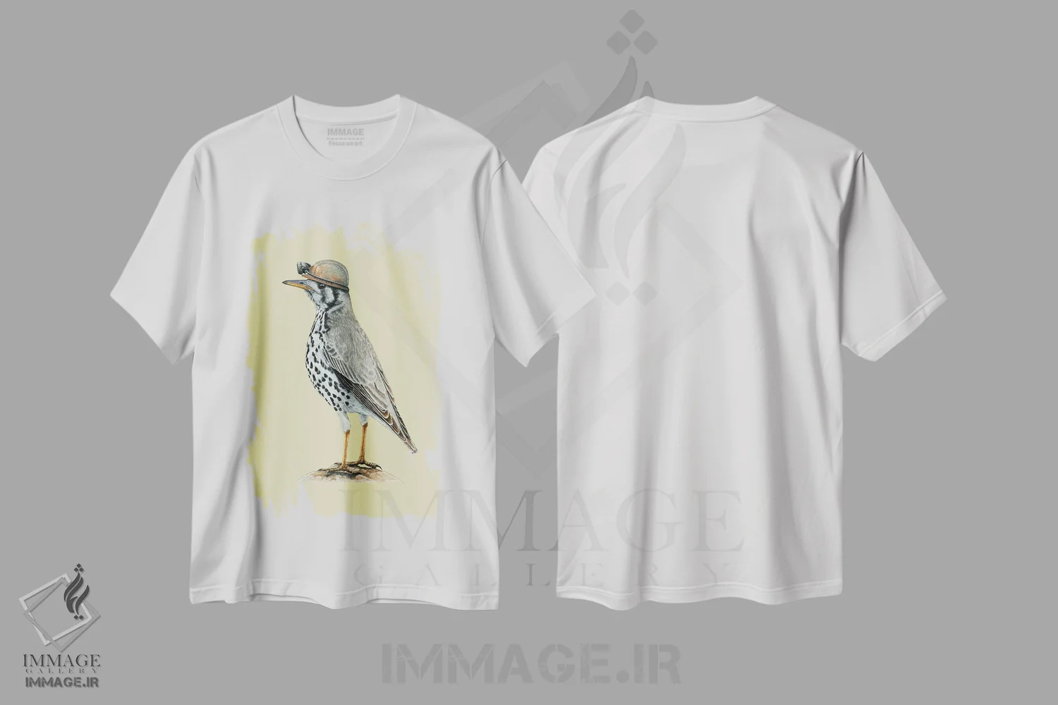 تیشرت سفید طرح دار – تیشرت هنری ,سینه سرخ زمینی اثر میخائیل ودرنیکوف فروشگاه ایماژ