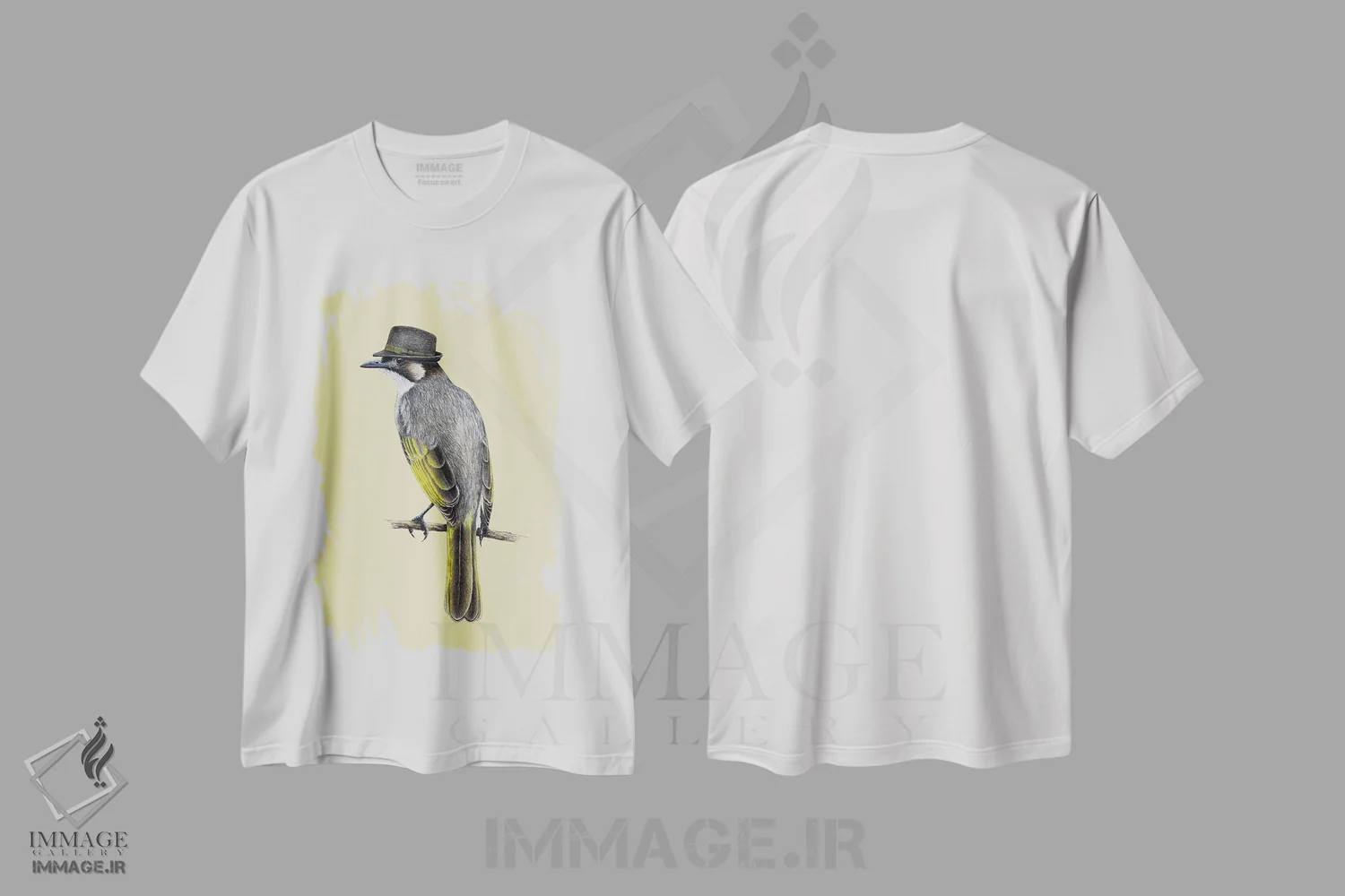 تیشرت سفید طرح دار – تیشرت طبیعت ,بلبل با تنفس سبک اثر میخائیل ودرنیکوف immage.ir