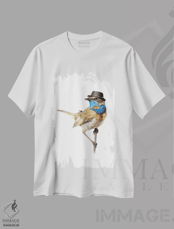 تیشرت سفید طرح دار – تیشرت هنری ,گلوآبی اثر میخائیل ودرنیکوف فروشگاه ایماژ