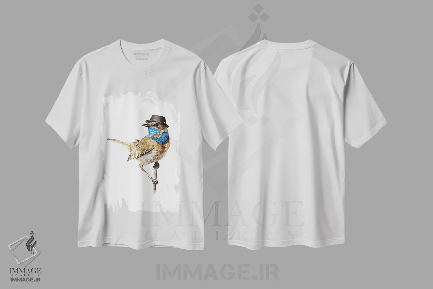 تیشرت سفید طرح دار – تیشرت هنری ,گلوآبی اثر میخائیل ودرنیکوف فروشگاه ایماژ