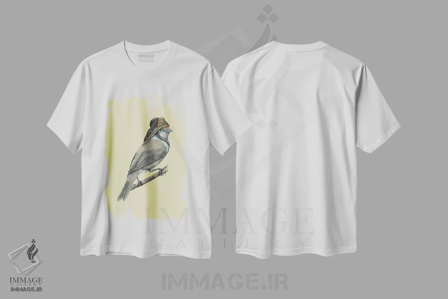 تیشرت سفید طرح دار – تیشرت هنری ,کلاه سیاه اوراسیایی اثر میخائیل ودرنیکوف immage.ir