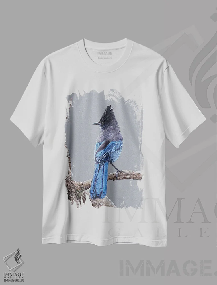 تیشرت سفید طرح دار – تیشرت هنری ,مرغ چی استلر اثر میخائیل ودرنیکوف فروشگاه ایماژ