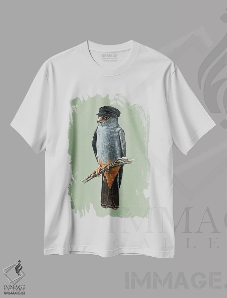 تیشرت سفید طرح دار – تیشرت حیوانات ,شاهین پا قرمز اثر میخائیل ودرنیکوف immage.ir