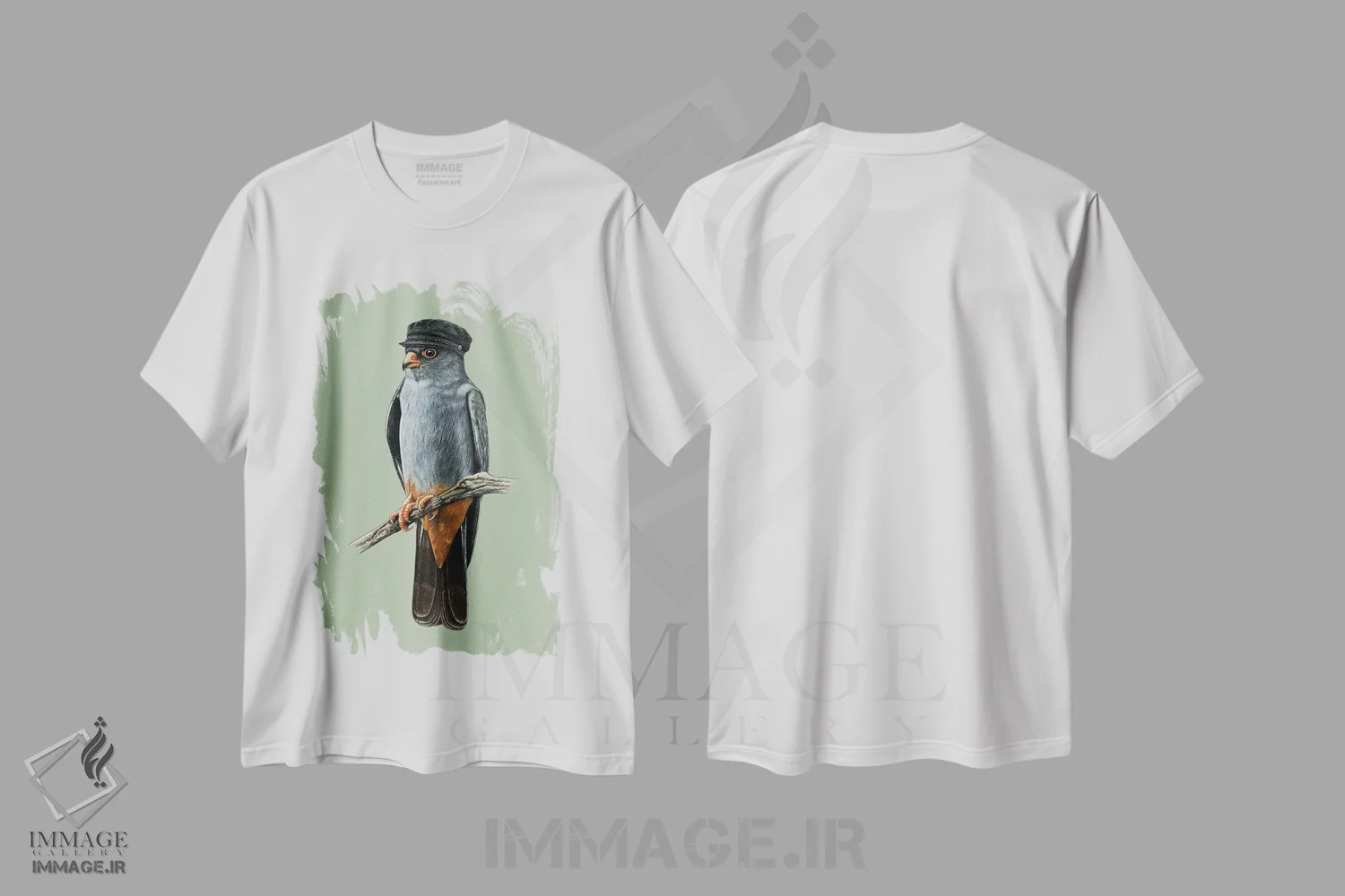تیشرت سفید طرح دار – تیشرت حیوانات ,شاهین پا قرمز اثر میخائیل ودرنیکوف immage.ir