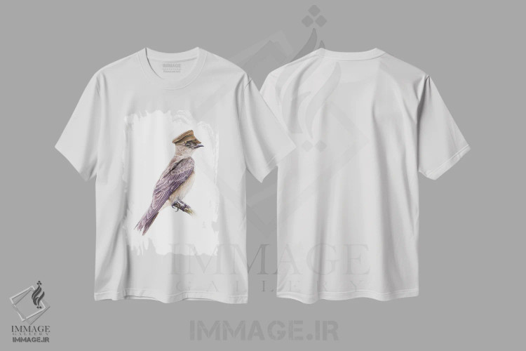 تیشرت سفید طرح دار – تیشرت طبیعت ,مارتین سینه قهوه ای اثر میخائیل ودرنیکوف فروشگاه ایماژ