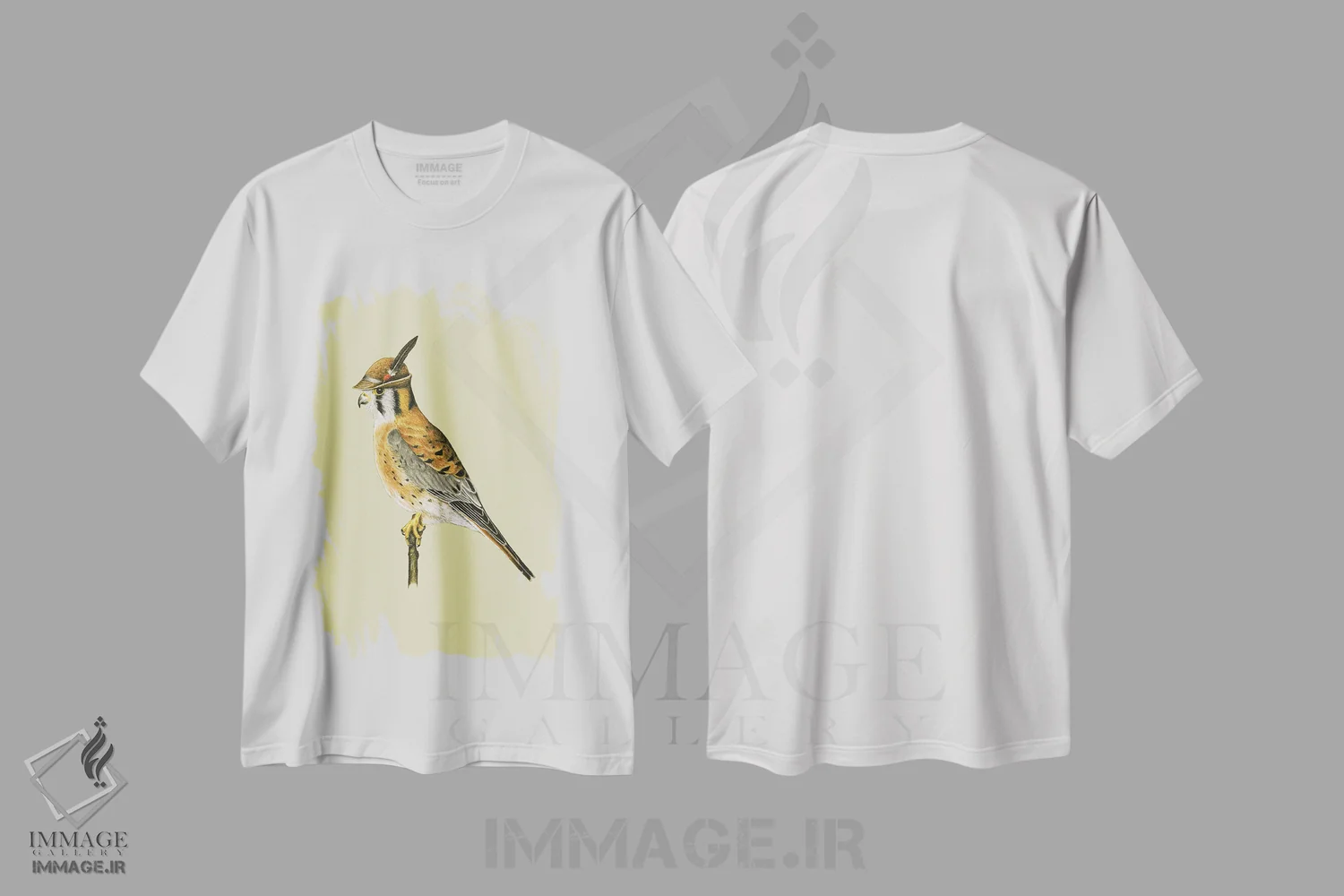 تیشرت سفید طرح دار – تیشرت طبیعت ,"شاهین آمریکایی" اثر میخائیل ودرنیکوف immage.ir