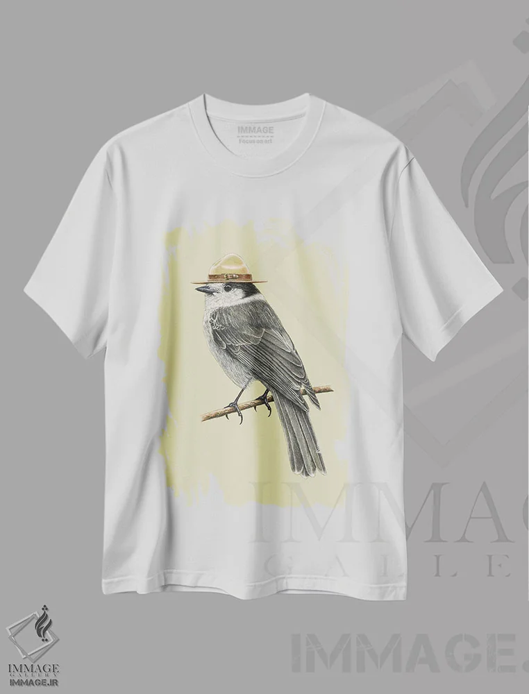 تیشرت سفید طرح دار – تیشرت طبیعت ,"مرغ جنگلی کانادایی" اثر میخائیل ودرنیکوف فروشگاه ایماژ