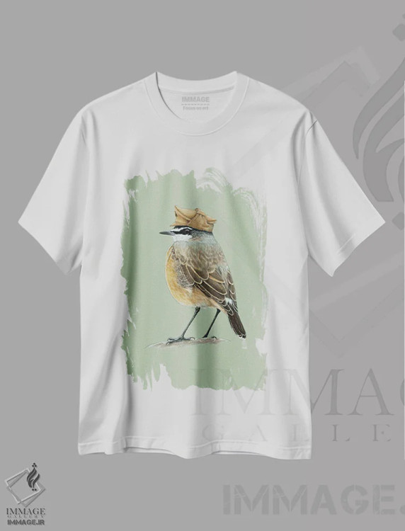 تیشرت سفید طرح دار – تیشرت طنز ,"سینه زرشکی گوشتی رنگ" اثر میخائیل ودرنیکوف فروشگاه ایماژ