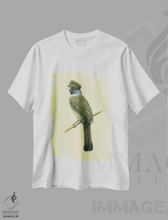 تیشرت سفید طرح دار – تیشرت طبیعت ,"ساسک یقه دار" اثر میخائیل ودرنیکوف immage.ir