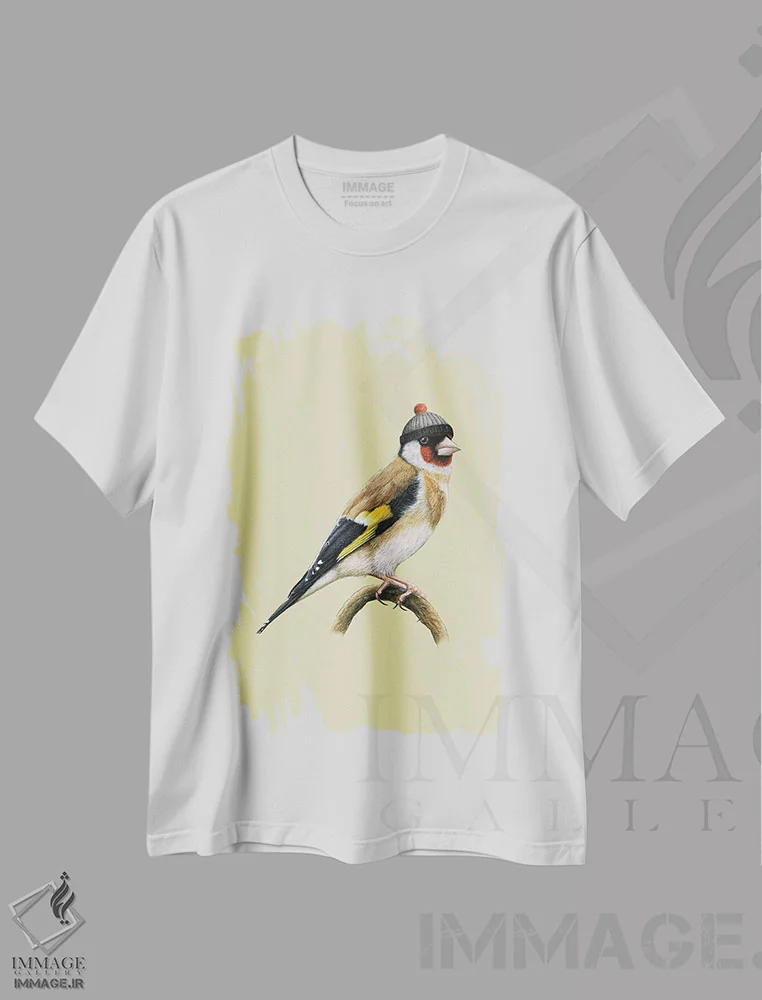 تیشرت سفید طرح دار – تیشرت طبیعت ,"سهره طلایی اروپایی" اثر میخائیل ودرنیکوف immage.ir
