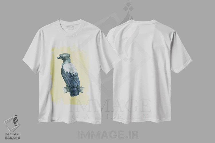 تیشرت سفید طرح دار – تیشرت هنری ,"کلاغ کلاه دار" اثر میخائیل ودرنیکوف فروشگاه ایماژ