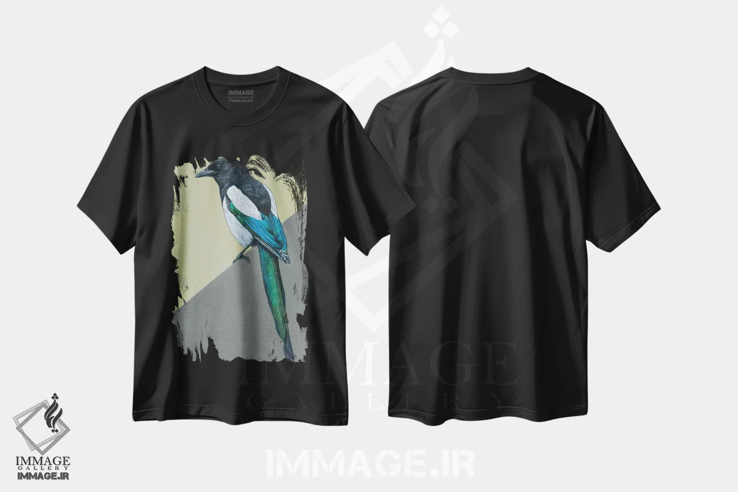 تیشرت مشکی طرح دار – تیشرت حیوانات ,"زاغ " اثر میخائیل ودرنیکوف فروشگاه ایماژ