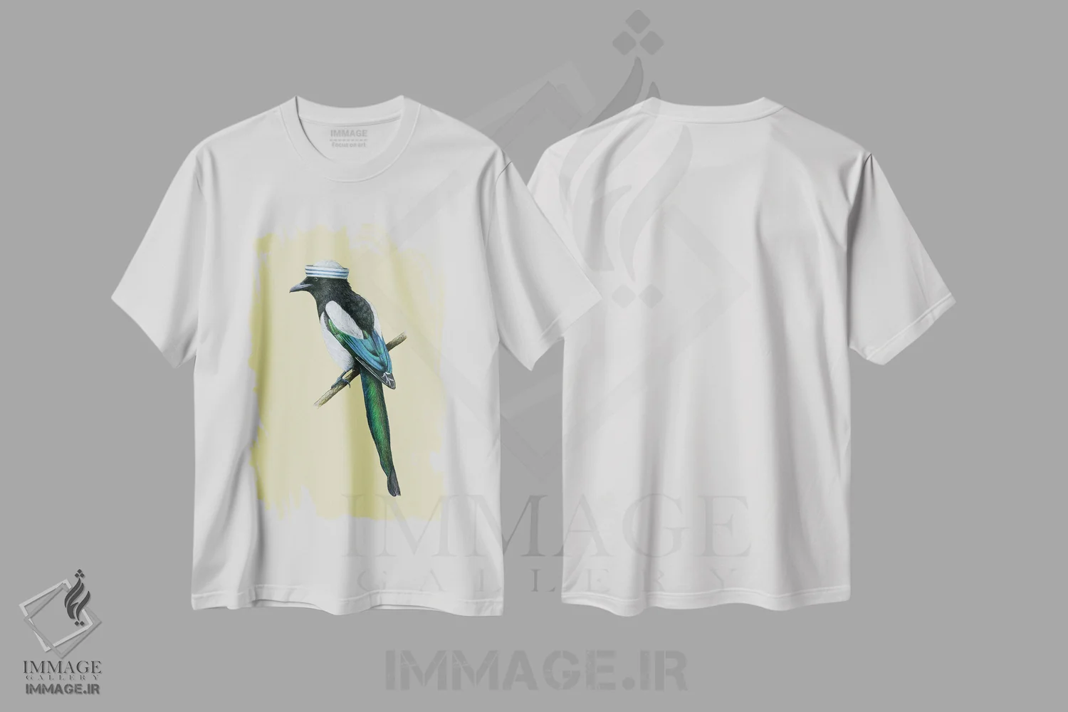 تیشرت سفید طرح دار – تیشرت طبیعت ,"زاغ" اثر میخائیل ودرنیکوف فروشگاه ایماژ