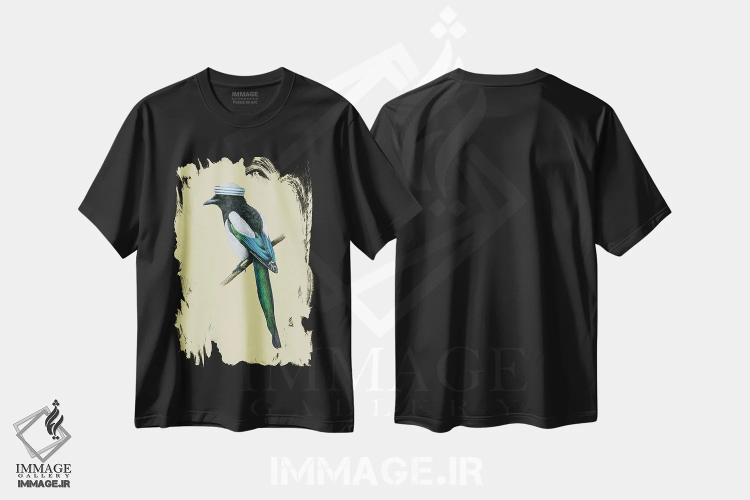 تیشرت مشکی طرح دار – تیشرت طبیعت ,"زاغ" اثر میخائیل ودرنیکوف immage.ir