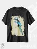 تیشرت مشکی طرح دار – تیشرت هنری پرنده ,"زاغ " اثر میخائیل ودرنیکوف فروشگاه ایماژ