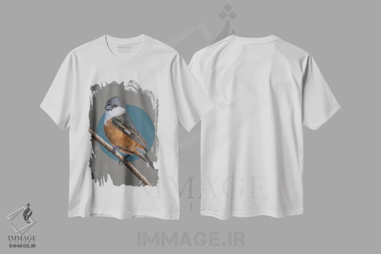تیشرت سفید طرح دار – تیشرت طبیعت ,"مرغ دانه خوار مردابی" اثر میخائیل ودرنیکوف فروشگاه ایماژ