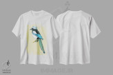 تیشرت سفید طرح دار – تیشرت هنری پرنده ,"زاغ " اثر میخائیل ودرنیکوف immage.ir