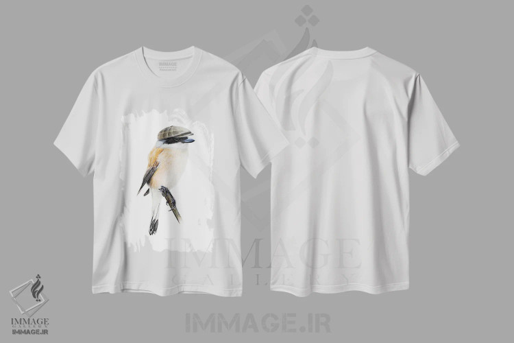 تیشرت سفید طرح دار – تیشرت پرندگان ,"شریک پشت قرمز" اثر میخائیل ودرنیکوف فروشگاه ایماژ