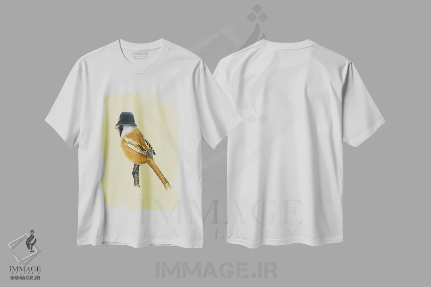 تیشرت سفید طرح دار – تیشرت طبیعت ,"ساسک ریش دار" اثر میخائیل ودرنیکوف immage.ir