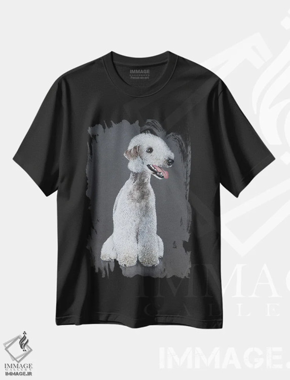 تیشرت مشکی طرح دار – تیشرت حیوانات ,"سگ تریر بیدلینگتون" اثر میخائیل ودرنیکوف فروشگاه ایماژ