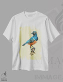 تیشرت سفید طرح دار – تیشرت پرندگان ,"مرغ ستاره ای بی نظیر" اثر میخائیل ودرنیکوف فروشگاه ایماژ
