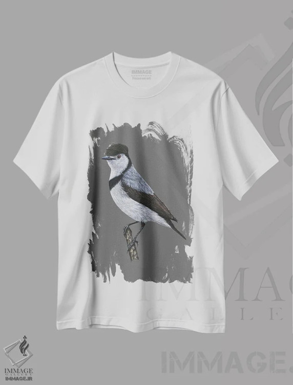 تیشرت سفید طرح دار – تیشرت هنری ,"چت پیشانی سفید" اثر میخائیل ودرنیکوف فروشگاه ایماژ