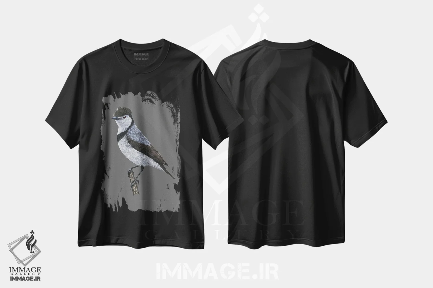 تیشرت مشکی طرح دار – تیشرت هنری ,"چت پیشانی سفید" اثر میخائیل ودرنیکوف immage.ir