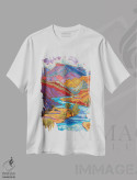 تیشرت سفید طرح دار – تیشرت منظره ,آسمان های تابستانی بالای رودخانه های خروشان اثر میشل کریسمن فروشگاه ایماژ