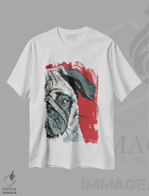 تیشرت سفید طرح دار – تیشرت حیوانات ,پاگ آ بو اثر ملیسا سایمونز فروشگاه ایماژ