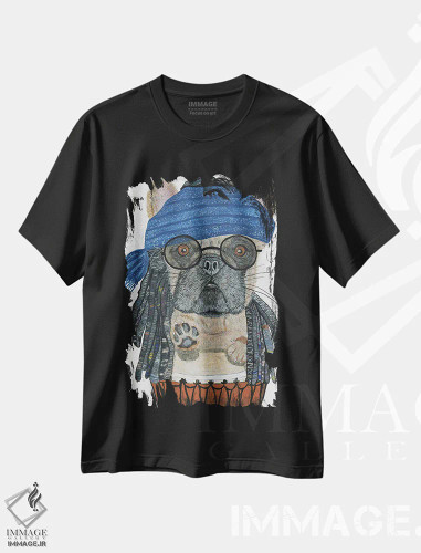 تیشرت مشکی طرح دار – تیشرت سگ ,فرانسوی هیپی اثر ملیسا سایمونز فروشگاه ایماژ