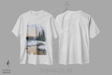 تیشرت سفید طرح دار – تیشرت طبیعت گردی ,کوه زنگ شمال کاسکیدز اثر آلن ماچروویچ فروشگاه ایماژ
