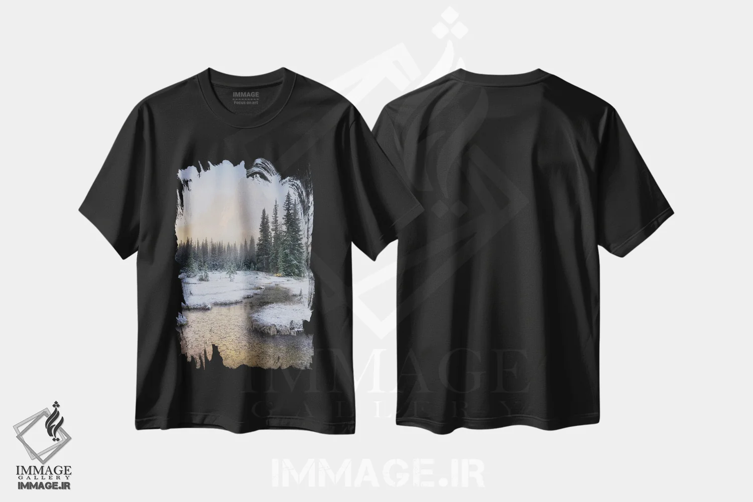 تیشرت مشکی طرح دار – تیشرت طبیعت گردی ,کوه زنگ شمال کاسکیدز اثر آلن ماچروویچ immage.ir