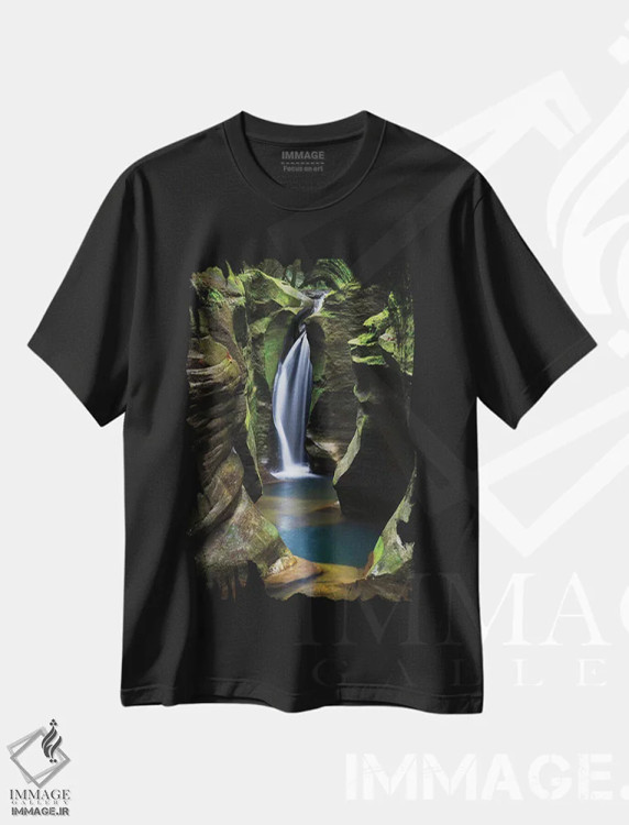 تیشرت مشکی طرح دار – تیشرت طبیعت ,آبشار کورکسکرو، اوهایو اثر آلن ماچروویچ immage.ir