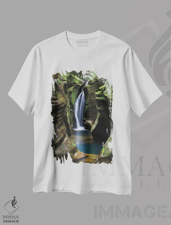 تیشرت سفید طرح دار – تیشرت طبیعت ,آبشار کورکسکرو، اوهایو اثر آلن ماچروویچ فروشگاه ایماژ
