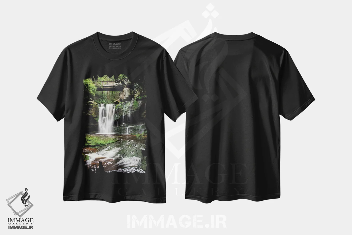 تیشرت مشکی طرح دار – تیشرت طبیعت؛تیشرت منظره ,آبشار الاکالا غربی اثر آلن ماچروویچ فروشگاه ایماژ