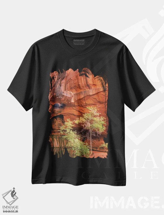 تیشرت مشکی طرح دار – تیشرت طبیعت ,دره نئون اثر آلن ماچروویچ immage.ir