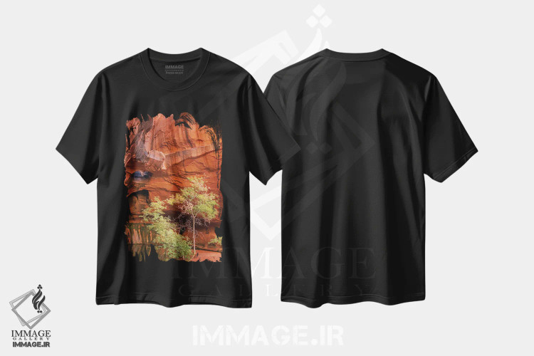 تیشرت مشکی طرح دار – تیشرت طبیعت ,دره نئون اثر آلن ماچروویچ immage.ir