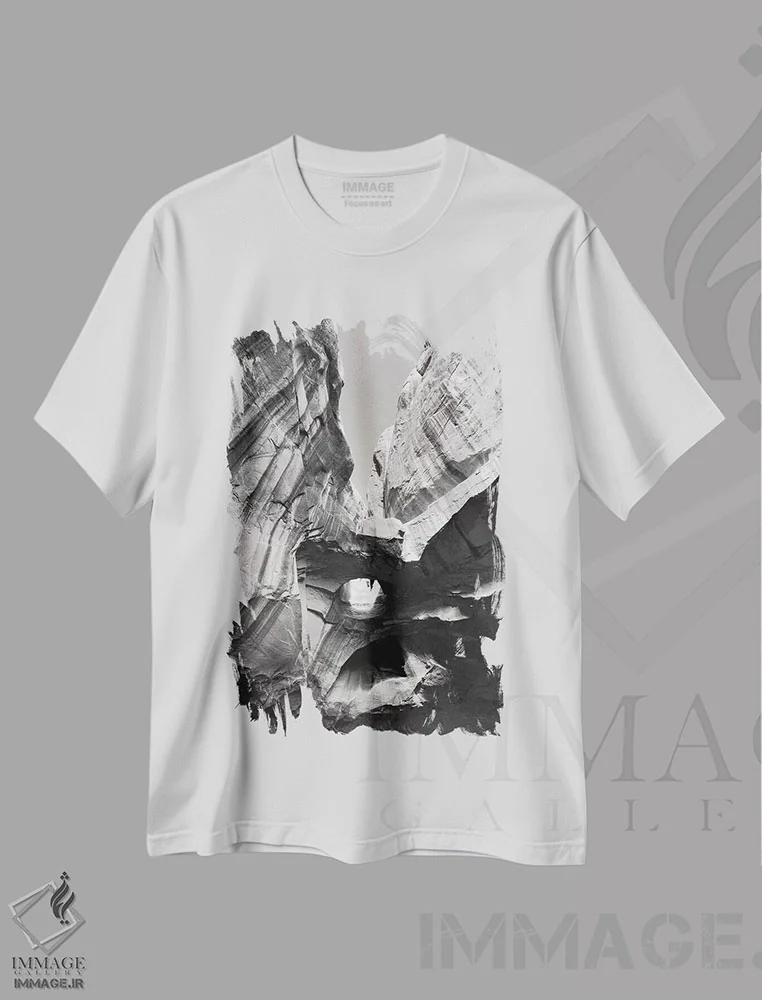 تیشرت سفید طرح دار – تیشرت سیاه سفید ,دره نئون سیاه و سفید اثر آلن ماچروویچ immage.ir