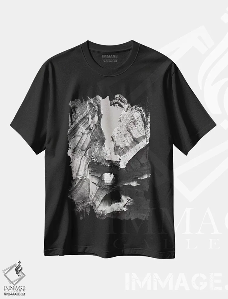 تیشرت مشکی طرح دار – تیشرت سیاه سفید ,دره نئون سیاه و سفید اثر آلن ماچروویچ فروشگاه ایماژ
