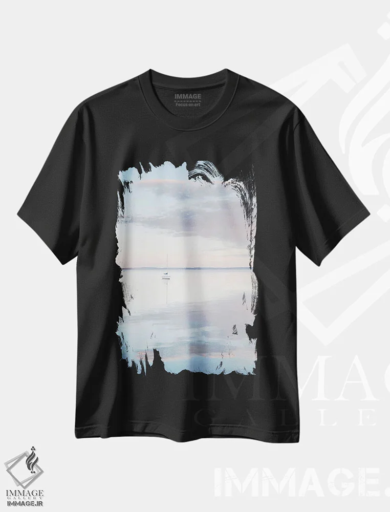 تیشرت مشکی طرح دار – تیشرت دریا ,قایق بادبانی در خلیج بلینهام اثر آلن ماچروویچ immage.ir