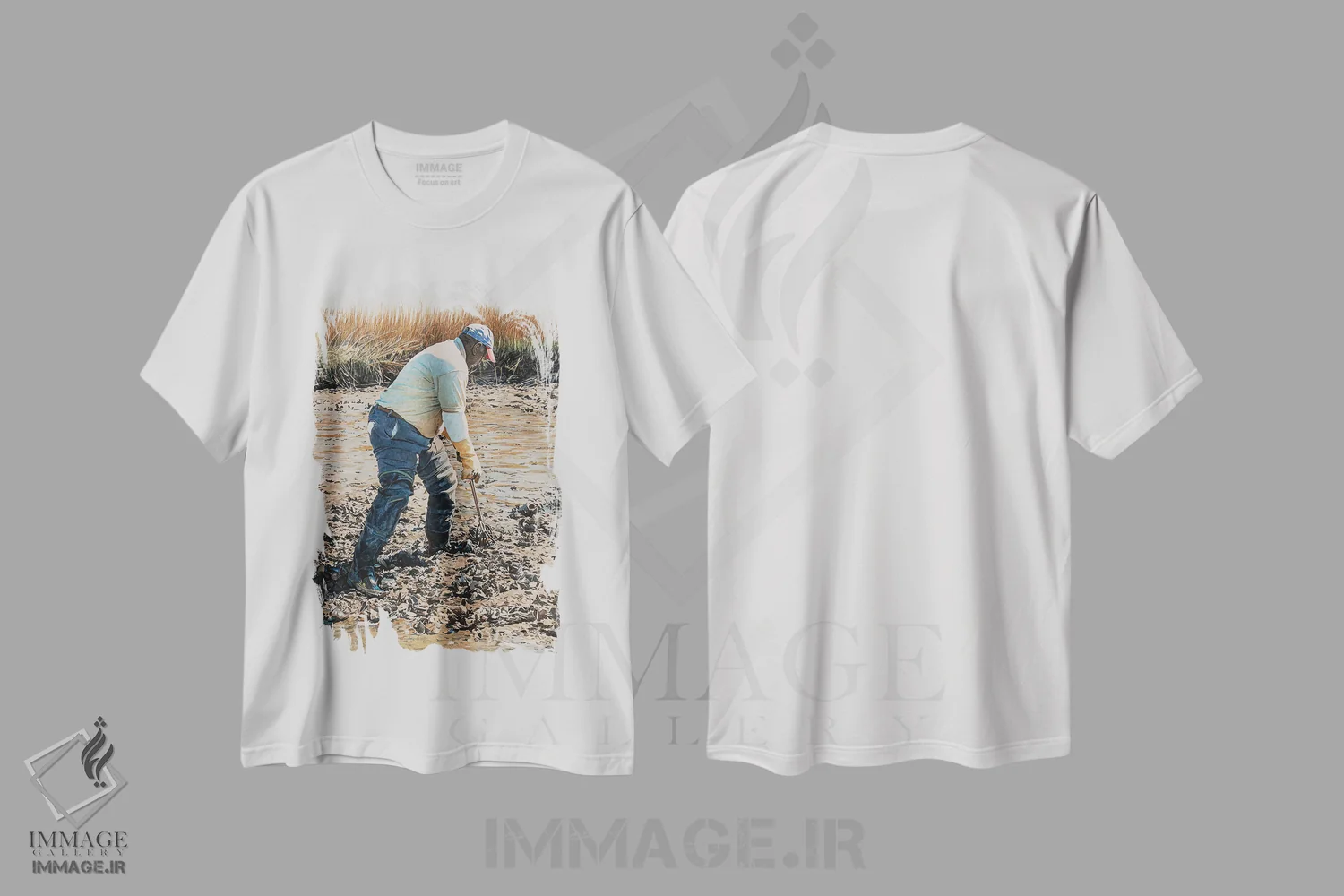 تیشرت سفید طرح دار – تیشرت هنری کلاسیک ,صید صدف در لوکانتری اثر مایکل جی. هارل فروشگاه ایماژ