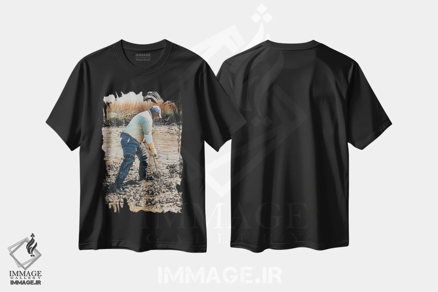 تیشرت مشکی طرح دار – تیشرت هنری کلاسیک ,صید صدف در لوکانتری اثر مایکل جی. هارل immage.ir