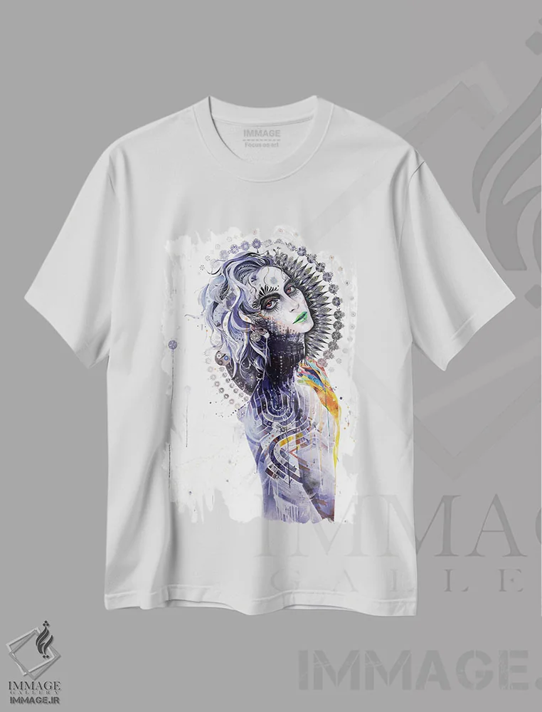 تیشرت سفید طرح دار – تیشرت هنری ,ایمان اثر مینجه لی فروشگاه ایماژ