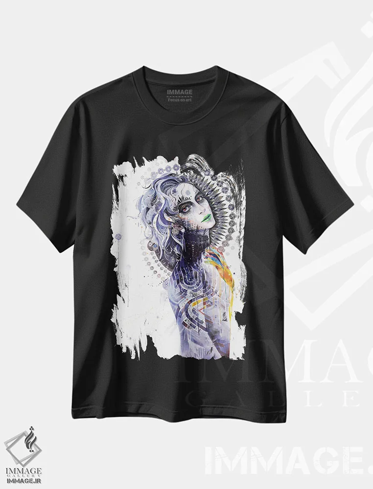 تیشرت مشکی طرح دار – تیشرت هنری ,ایمان اثر مینجه لی immage.ir