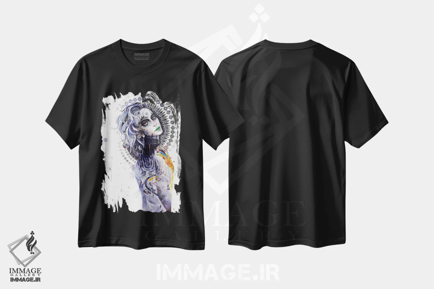 تیشرت مشکی طرح دار – تیشرت هنری ,ایمان اثر مینجه لی immage.ir