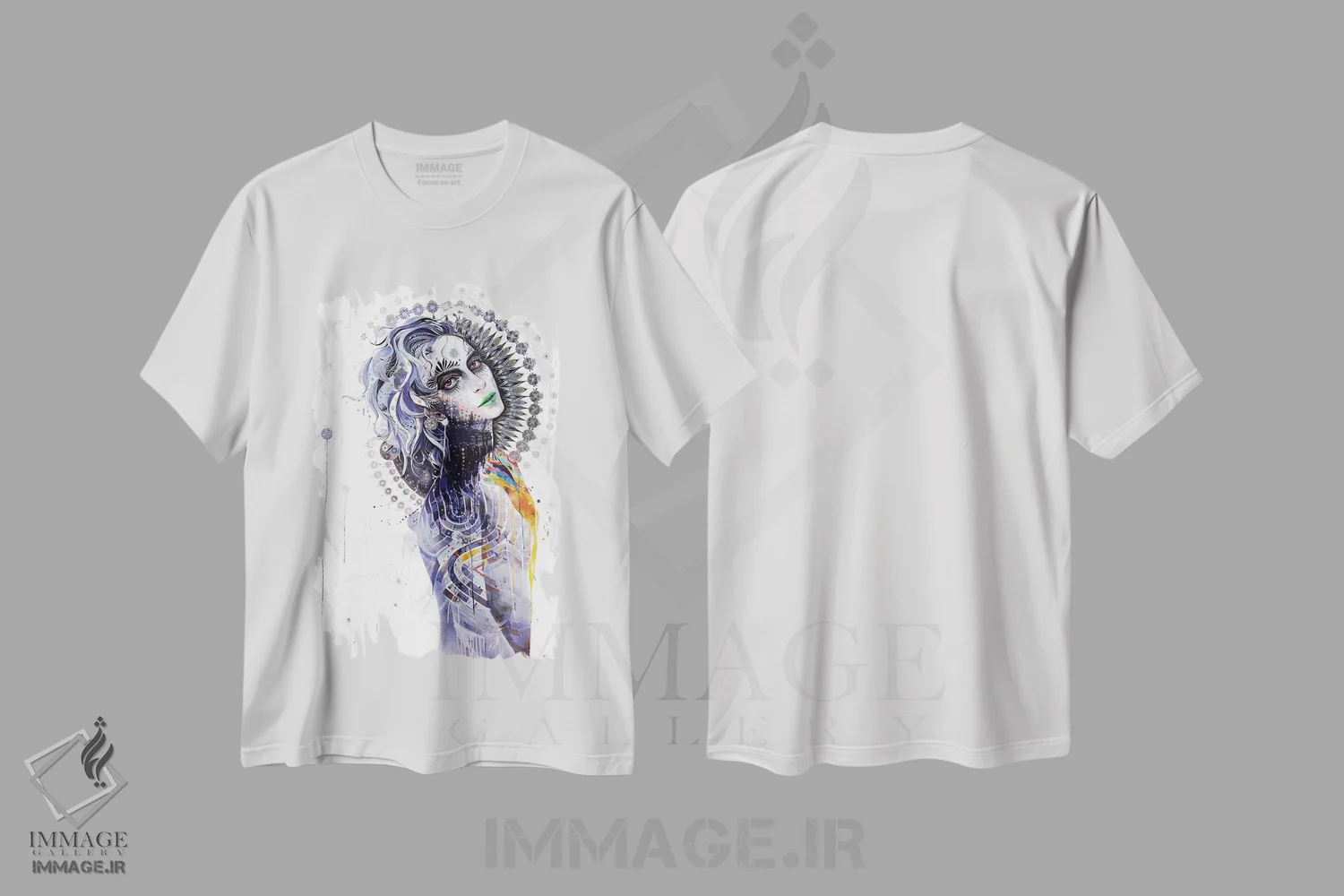 تیشرت سفید طرح دار – تیشرت هنری ,ایمان اثر مینجه لی فروشگاه ایماژ