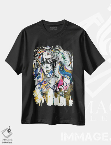 تیشرت مشکی طرح دار – تیشرت هنری ,یادآوری اثر مینجه لی فروشگاه ایماژ